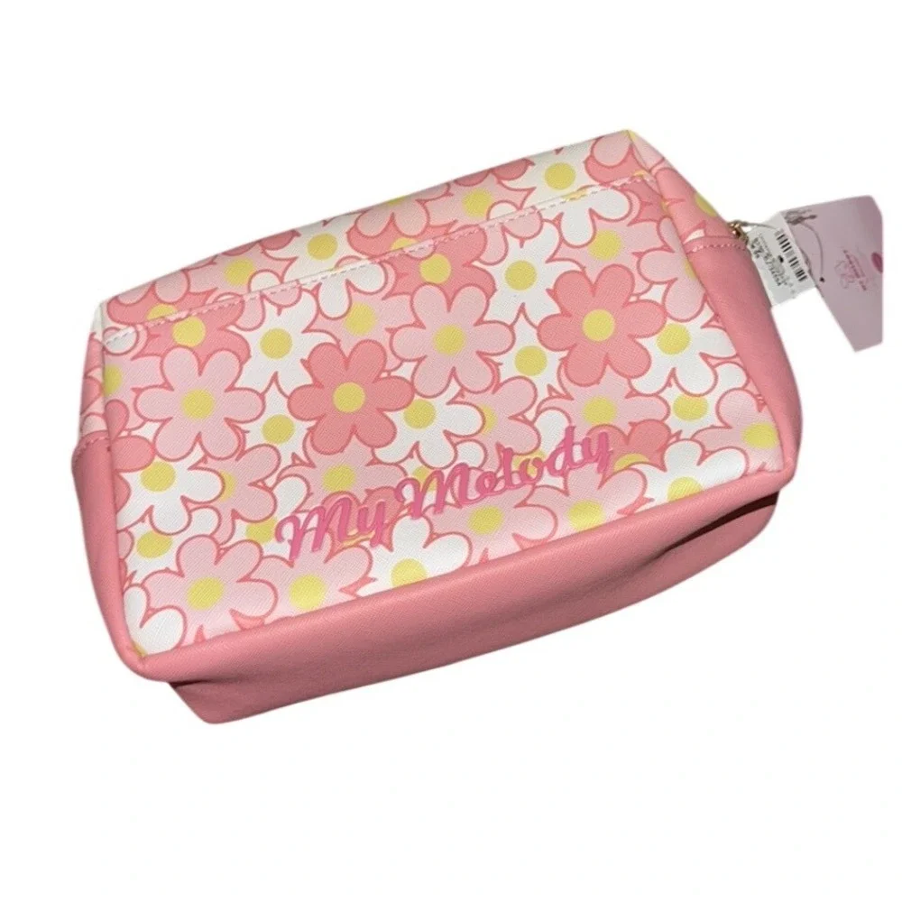 Impressions Vanity My Melody Makeup Bag OS Pink‎ Floral Saffiano Pouch NWT